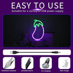 ENUOLI Eggplant Shaped Neon Sign,LED Eggplant Neon Sign for Bedroom Purple Eggplant Lights USB/Battery Operated Lamp Purple Room Decor Light Up for Games Room Living Room Party