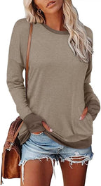 Magritta Women's Long Sleeve Leopard Color Block Tunic Comfy Crewneck T Shirt Tops Black XL