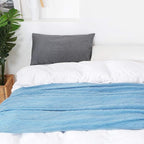 BOURINA Blue Throw Blanket 60x80 Inches Throw Textured Solid Soft Sofa Throw Couch Knitted Decorative Blanket