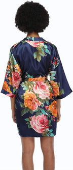 MissNina Women's Floral Satin Kimono Robes Short Silky Bridesmaid Robes Sleepwear