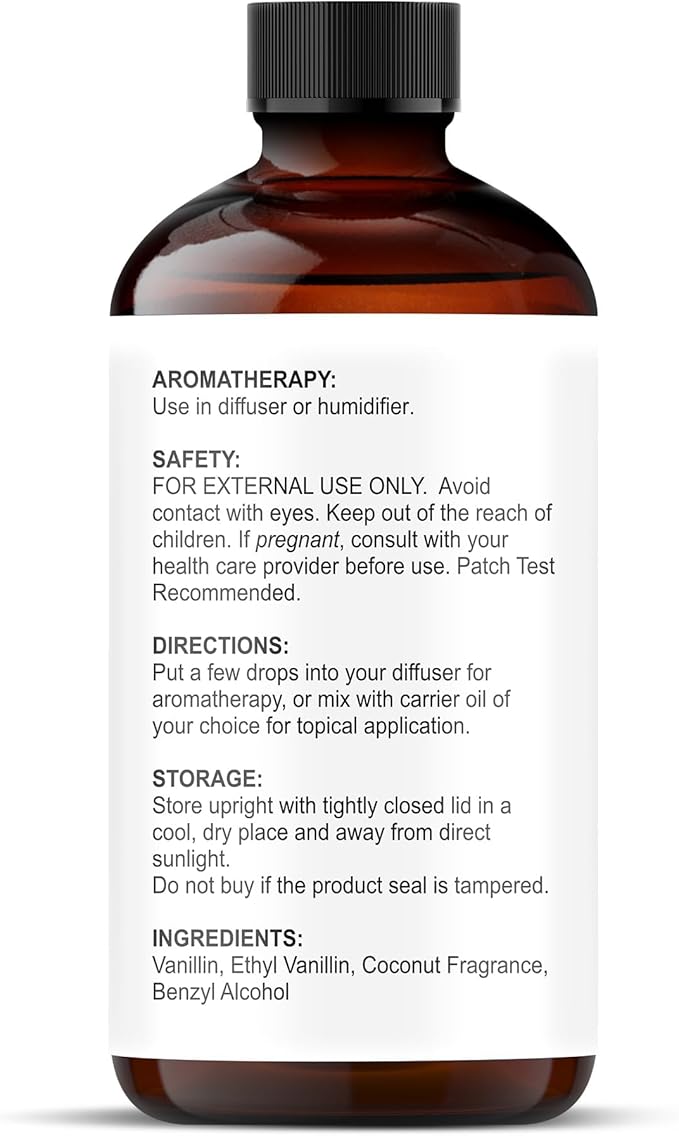 Majestic Pure Essential Oil with Glass Dropper - 100% Pure and Natural - Essential Oils for Diffuser, Aromatherapy, Soap and Candle Making, Coconut Vanilla Essential Oil, Coconut Vanilla Oil, 2 Fl Oz