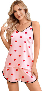 Girls & Women Silk Pajamas Set Satin Camisole Sleepwear 2 Piece Pjs, 3 Years - Women XXL