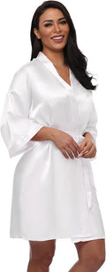 Women's Short Silky Robes Womens Satin Bathrobe Bride Bridesmaid Wedding Party Sleepwear Loungewear