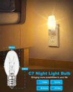 OuuKoo Night Light Bulb Warm White Replacement Bulbs - E12 Light Bulbs - 7Watt Incandescent Bulbs - 15 Packs, Warm White Glow - Dimmable (Night Light Bulbs 7 Watt)