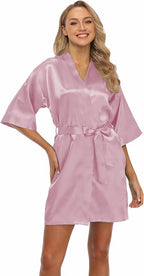 Robe for Women Silky Lightweight Satin Kimono Bride Bridesmaids Wedding Party Robes Dressing Gown Summer Loungewear