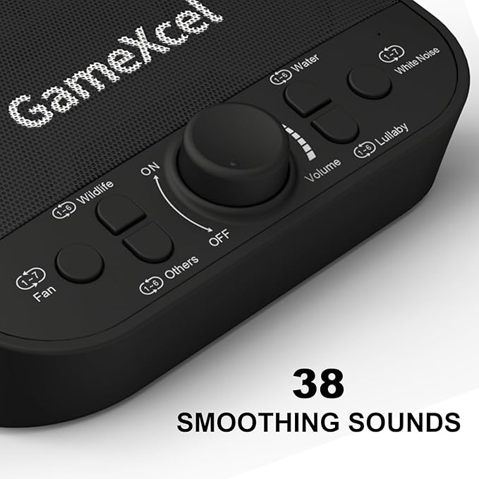 Portable Sound Machine - White Noise Machine for Sleeping & Privacy - 38 Non-Looping Sounds with Dual Speakers Timer Memory - USB Sleep Therapy Machine for Baby Kids Adults Home Office