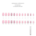 Hypnaughty 24 Pcs Pink Ballerina Press On Nails with Glue Medium Short Length Fake Nails with Glitter Design Glossy Acrylic Press On Nails Full Cover (Pink)