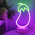 ENUOLI Eggplant Shaped Neon Sign,LED Eggplant Neon Sign for Bedroom Purple Eggplant Lights USB/Battery Operated Lamp Purple Room Decor Light Up for Games Room Living Room Party
