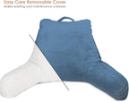 Clara Clark Reading Pillow with Shredded Memory Foam for Sitting Up in Bed and Couch, Back and Arms Adjustable Support for Adults & Teens Backrest Pillows for Reading, with Washable Cover Blue Heaven