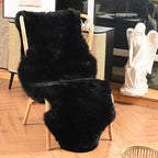 Real Fur Sheepskin Rug with Little Patches, Genuine Fuzzy Wool Sheep Skin Throw Pad for Bedroom Floor Living Room Sofa Luxury Fur Carpet (Black, 2FT×6FT Patchwork)