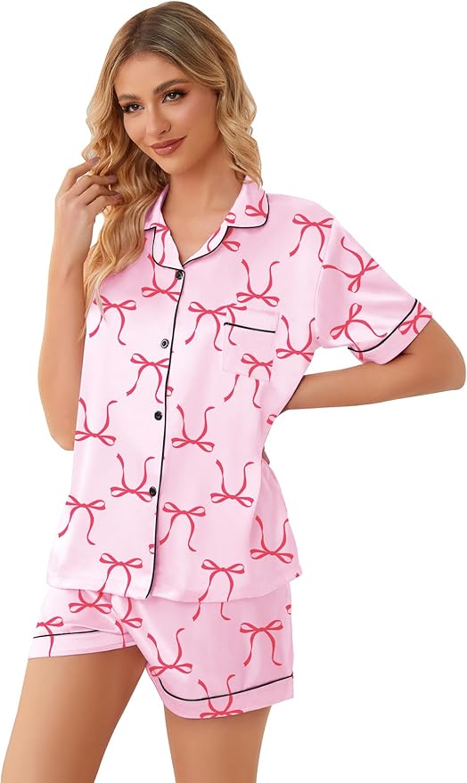 Girls & Womens Satin Pajamas Set, Silk Button-Down Sleepwear 2 Piece Nightwear, 3 Years - Women XXL