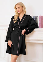Satin Robes for Women Elegant Satin Kimono Silk Bathrobe for Wedding, Bridal Party, Silk Sleepwear, and Loungewear