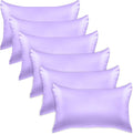 Elegant Comfort 6-Pack Cooling Viscose Satin Pillowcase Set with Hidden Zipper Closure, Silky Smooth for Best Hair and Skin Care-Beautiful Gift Box-6-Piece Satin Pillowcase Set, King, Lilac