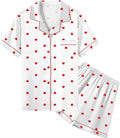 Umeyda Women & Girls Pajamas Set, Soft Satin Lightweight Silk Button-Down Top with Shorts 2 Piece PJS for Mom Boys Kids Gifts