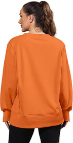 Nirovien Womens Oversized Crewneck Sweatshirt Side Slit Long Sleeve Pullover Slouchy Fit Tops
