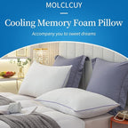 MOLCLCUY Memory Foam Pillows Standard Size Set of 2 Adjustable Cool Pillow for Side Back Stomach Sleepers Luxury with Washable Cover