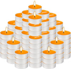 100 Pack Scented Tealight Candles 4 Hours, Winter Orange Aromatherapy Candles for Votive Home, Wedding Holiday and Emergency (Orange)