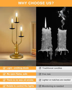 Lightdot Vintage Candle Table Lamp 3 - Light Candelabra Desk Lamp for Wedding/Party, 3000K Warm White Mid Century Nightstand Lamp Dimmable Bedside Lamps for Bedroom/Dining - Gold