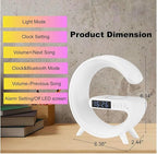 Treligate LED Table Lamp with Wireless Charger, Mini G Atmosphere Lamp with Bluetooth Speaker, Night Light Lamp Sunrise Alarm Clock, Smart Light Sound Machine, (White)