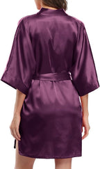 Giova Women's Satin Robe Bride & Bridesmaid Wedding Party Bathrobe Short Kimono Gown
