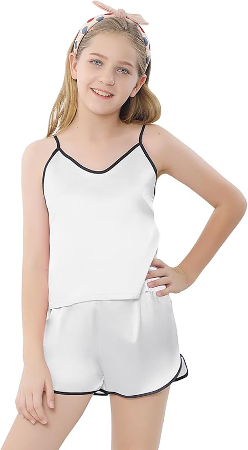 Girls & Women Silk Pajamas Set Satin Camisole Sleepwear 2 Piece Pjs, 3 Years - Women XXL
