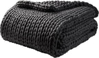 YnM Weighted Blanket, Handmade Chunky Yarn Knitted Design, Soft and Cozy, Temperature Regulating and Breathable, Machine Washable Throw for Sleep or Home Decor (Dark Grey, 60x80 Inch, 15lbs)