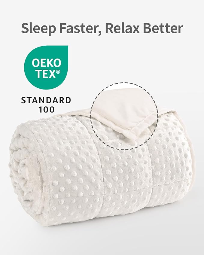 Mr. Sandman Weighted Blanket for Adults, Heavy Blanket for Woman, Man Sleeping/Calm, Soft and Cozy Weighted Throw Blankets, Machine Washable, 60 x 80in, 15 lbs, White