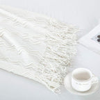 BOURINA Off White Throw Blanket 60x80 Inches Throw Textured Solid Soft Sofa Throw Couch Knitted Decorative Blanket
