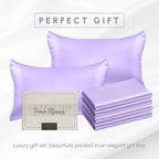 Elegant Comfort 6-Pack Cooling Viscose Satin Pillowcase Set with Hidden Zipper Closure, Silky Smooth for Best Hair and Skin Care-Beautiful Gift Box-6-Piece Satin Pillowcase Set, King, Lilac