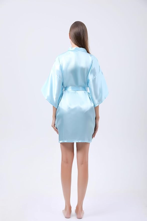 QXQTER Peony Floral Silky Satin Robe Wedding Bridal Party Bride Bridesmaid Robes for Women Dressing Gown Kimono Robe