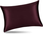 ALASKA BEAR King Silk Pillowcase and Scrunchie Gift Set Pillow Cases for Acne, Eyelashes & Extensions (1 Pack, Red Burgundy)