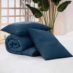 WRENSONGE Queen Comforter Sets - 3 Pieces Prewashed Serenity Blue Comforter Soft Lightweight for All Seasons,Down Alternative Comforters Queen Size with 2 Pillow Shams