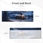 Majestic Night Train in Snowy Mountains Curtain Valance Peach Skin Velvet Printed Window Valance with Rod Pocket Light Filtering for Kitchen Bathroom 54x18in