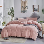 CLOTHKNOW Pink California King Comforter Set Velvet Bedding Comforter Sets Soft Flannel Comforter with 2 x Pillow Cases