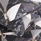 CLOTHKNOW Black White Marble California King Comforter Set Triangle Bedding Comforter Sets Geometric Comforter with 2 x Pillow Cases