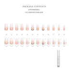 Hypnaughty 24 Pcs Rhinestone Luxury Coffin Press on Nails with Design and Glue Long Fake Nails Nude and White Ombre with Rhinestones Glossy Glue On False Nails (Rhinestone)
