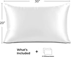 Satin Pillowcase 2 Pack - Queen Size (20"x30", White) - Silky Pillow Cases for Hair and Skin - Satin Pillow Covers with Envelope Closure - Extra Soft Premium Microfiber