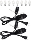 Salt Lamp Cord Replacement 2-Pack with Dimmer Switch 5 feet Lamp Cord and 8-Pack Halogen Salt Lamp Bulbs(15 Watts)