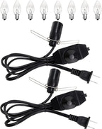 Salt Lamp Cord Replacement 2-Pack with Dimmer Switch 5 feet Lamp Cord and 8-Pack Halogen Salt Lamp Bulbs(15 Watts)