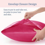 BEDELITE Satin Pillowcase for Hair and Skin, Super Soft and Cooling Similar to Silk Pillow Cases 2 Pack with Envelope Closure, Gift for Women Men(20"x26" Standard Size, Hot Pink)