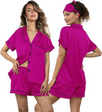 WJing Yi Jia 5Pcs Womens Soft Satin Pajama Set XS-4XL Button-Down Silk Pajamas Floral Sleepwear Bridal Pjs Lounge Pj Sets