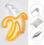 GUOCHENG Banana Neon Sign, Banana Shaped LED Night Light Battery&USB Power Hanging Neon Decor for Wall Bedroom Baby Room Christmas Party(Hanging)