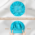 4Pcs Satin Bonnet Silk Bonnet, Hair Bonnet for Sleeping, Elastic Wide Band Silk Sleep Cap, Shower Cap Soft and Breathable (Blue Series)