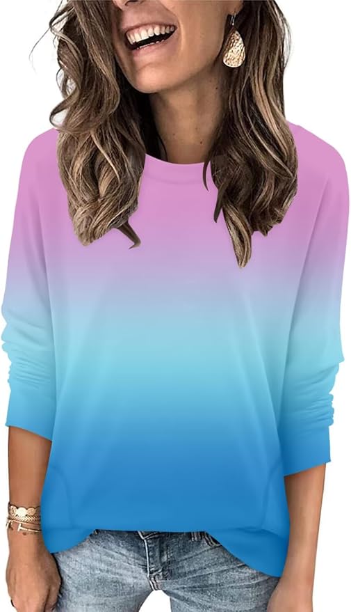 Magritta Women's Long Sleeve Leopard Color Block Tunic Comfy Crewneck T Shirt Tops Black XL