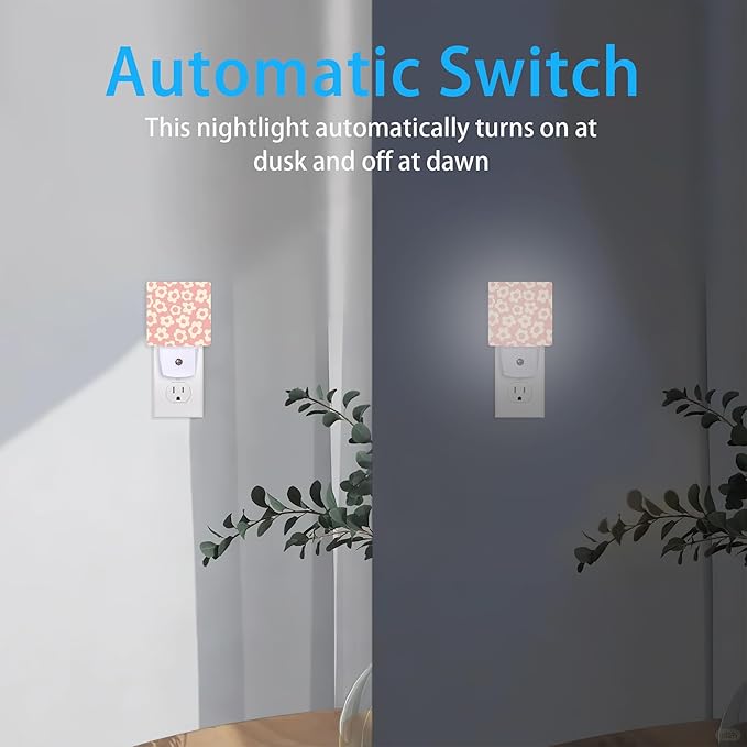 Night Lights Plug into Wall Vintage Groovy Flowers Night Lights Dusk to Dawn Sensor Led Lamp for Women Men,Led Lights for Stairway/Hallway/Bedroom,0.5W