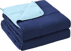 yescool Weighted Blanket for Adults (15 lbs, 60" x 80", Navy & Blue) Cooling Heavy Blanket for Sleeping Perfect for 140-160 lbs, Queen Size Breathable Blanket with Premium Glass Bead, Machine Washable