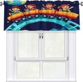 Children Riding Space-Themed Train, Night Sky Curtain Valance Peach Skin Velvet Printed Window Valance with Rod Pocket Light Filtering for Kitchen Bathroom 54x18in
