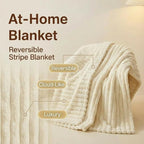 Faux Fur Blanket Twin/Twin XL - 60x80 Inch Soft & Warm Fluffy Throw for Bed, Sofa, Camping | 350GSM Cloud-Touch Microfiber | Cozy Essentials for Travel & Movie Nights, Striped White