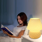 BSOD Pink Mushroom Lamp,Glass Mushroom Bedside Table Lamps Translucent Murano Vintage Style Striped Small Nightstand Desklamp Swirl Light for Home Decor, Dining, Living, Bedroom, Gift (Stripe Pink)