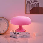 25W Pink Mushroom Lamp, LED Retro Table Lamp with 3 Color Temperatures and 4 Bulbs, Mid Century Modern Nightstand Light for Bedroom, Living Room, Office Aesthetic Decor, US Plug Powered, E14 Sockets